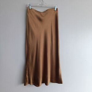 Banana Republic 100% Silk Bias-Cut Midi Skirt - Sycamore Brown Size S CBK Style